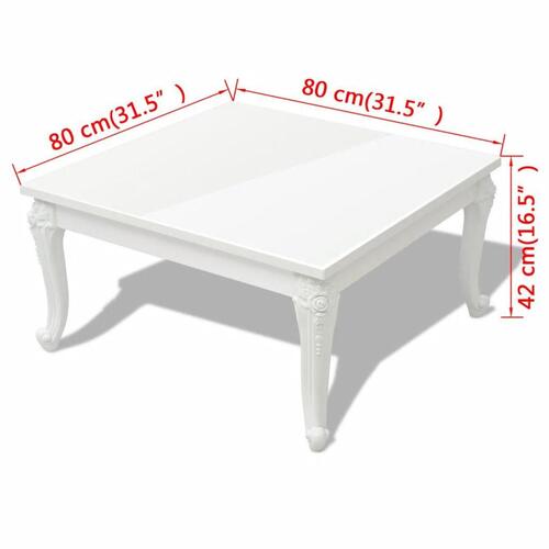 Sofabord 80x80x42 cm højglans hvid