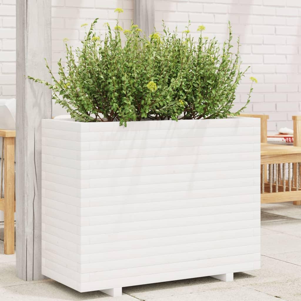 Plantekasse 40X40X49,5 Cm Massivt Fyrretræ Hvid - 90 x 40 x 72 cm