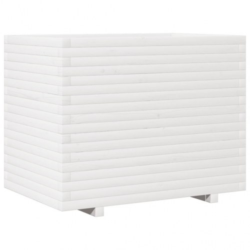 Plantekasse i massivt fyrretræ 90 x 60 x 72 cm - hvid