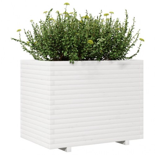 Plantekasse i massivt fyrretræ 90 x 60 x 72 cm - hvid
