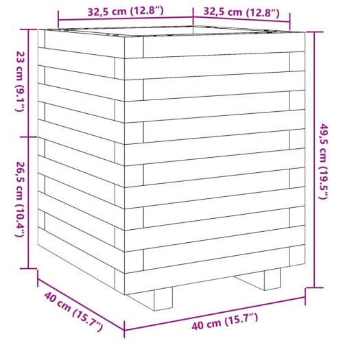 Plantekasse 40 x 40 x 49,5 cm i massivt fyrretræ
