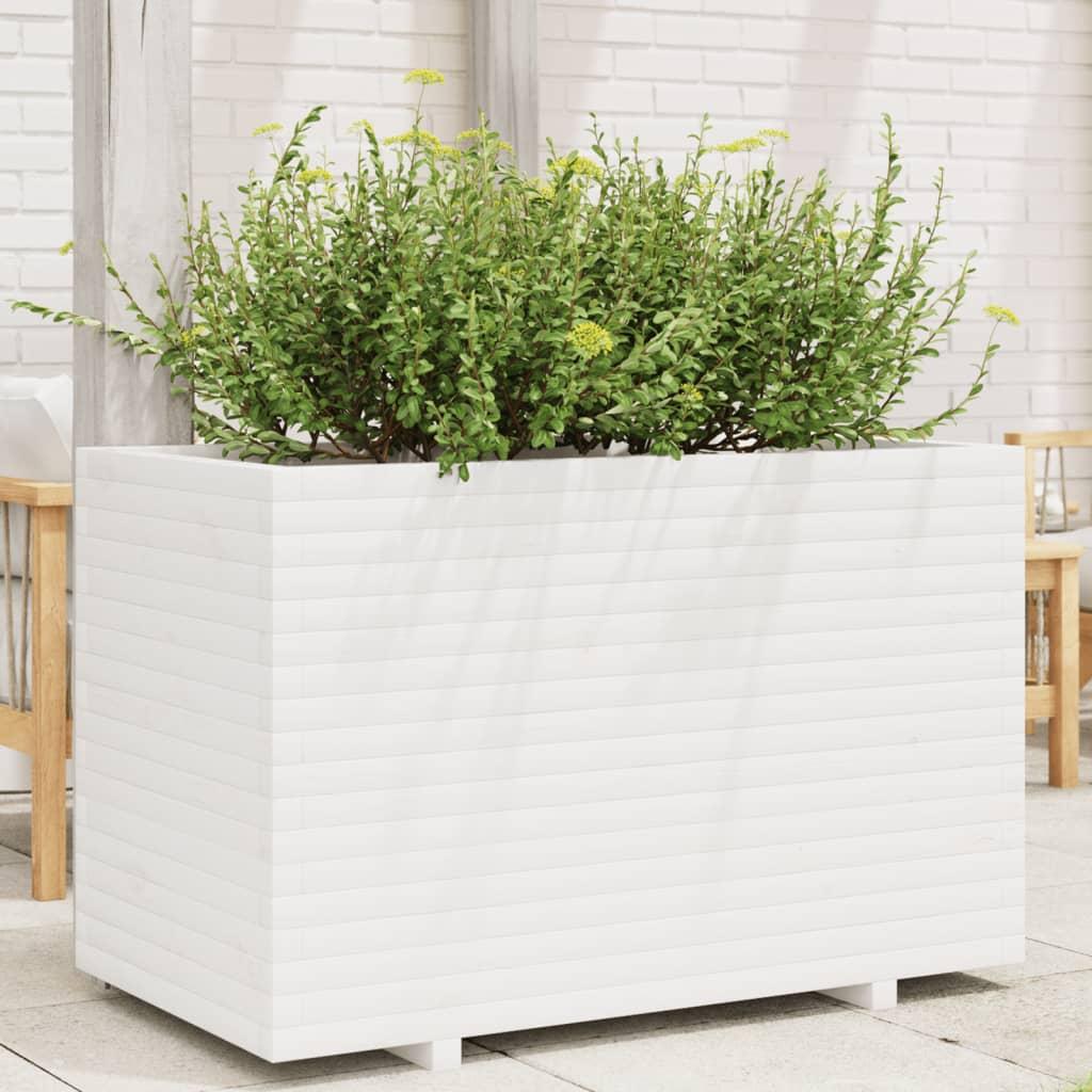 Plantekasse 110x60x72 Cm Massivt Fyrretræ Hvid