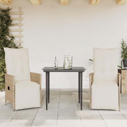 Havestole 2 stk. med lænefunktion og hynder - beige