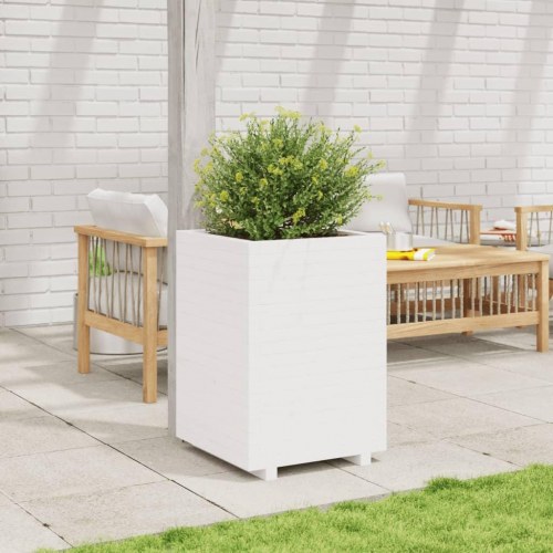 Plantekasse 50 x 50 x 72,5 cm i massivt fyrretræ - hvid