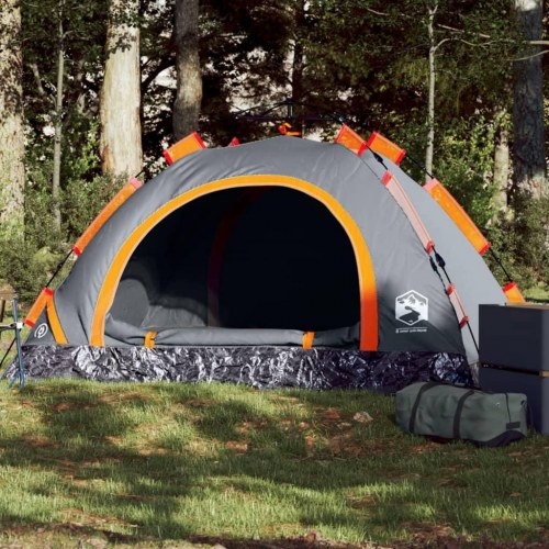 Campingtelt til 2 personer med quick-release - grå og orange
