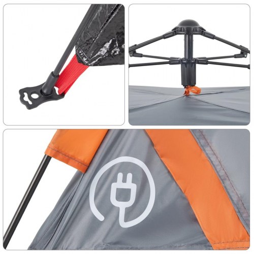 Campingtelt til 2 personer med quick-release - grå og orange
