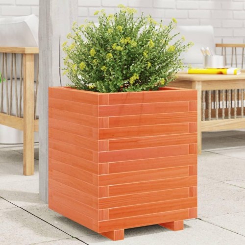 Plantekasse i massivt fyrretræ 40 x 40 x 49,5 cm - gyldenbrun