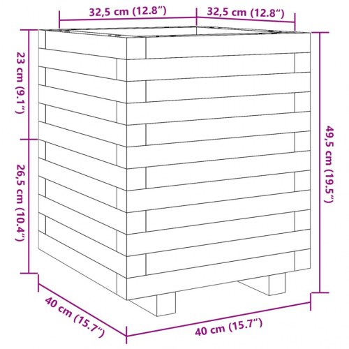Plantekasse i massivt fyrretræ 40 x 40 x 49,5 cm - gyldenbrun