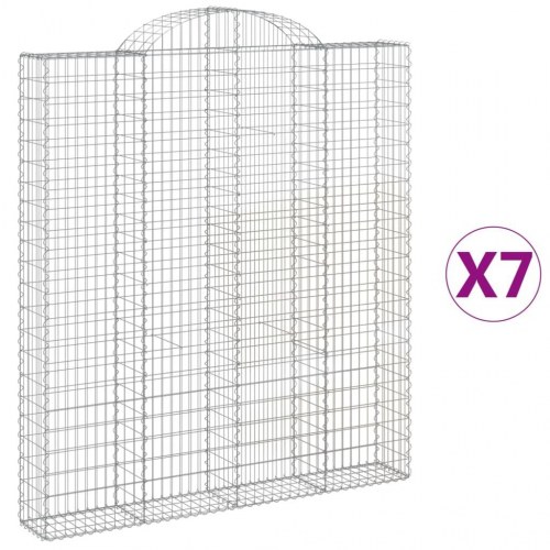 Buede gabionkurve - 7 stk. 200×30×220/240 cm i galvaniseret jern