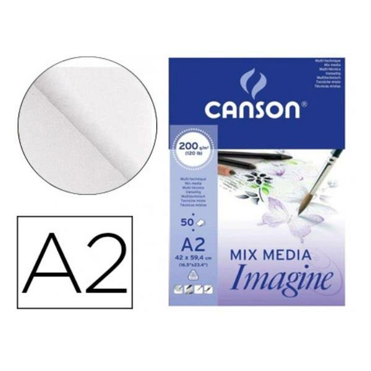 Tegneblok Canson C200006003 Hvid A2 Papir 50 Ark 120 g/m²