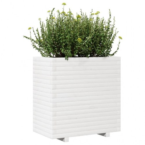 Plantekasse i massivt fyrretræ 70 x 40 x 72 cm - hvid