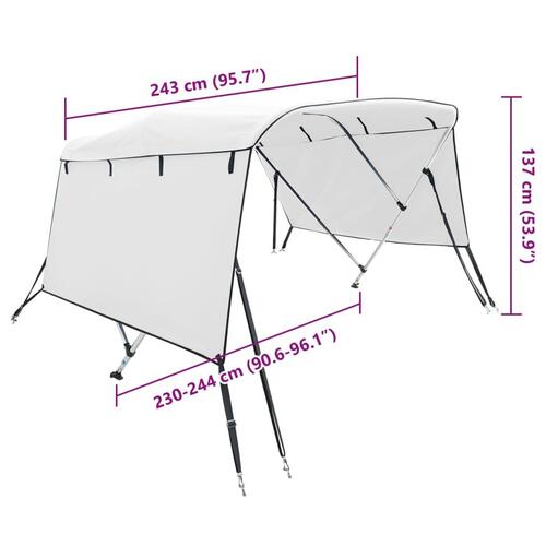 Biminitop med 4 buer og sidevægge 243x(230-244)x137 cm