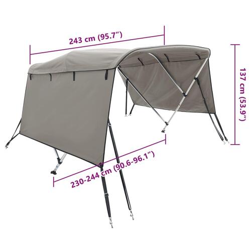 Biminitop med 4 buer og sidevægge 243x(230-244)x137 cm