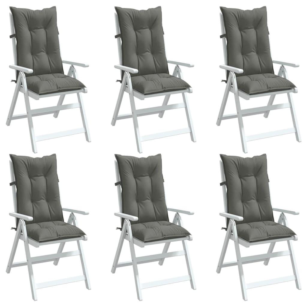 Stolehynder med høj ryg 6 stk. 120x50x7 cm stof mørkegrå