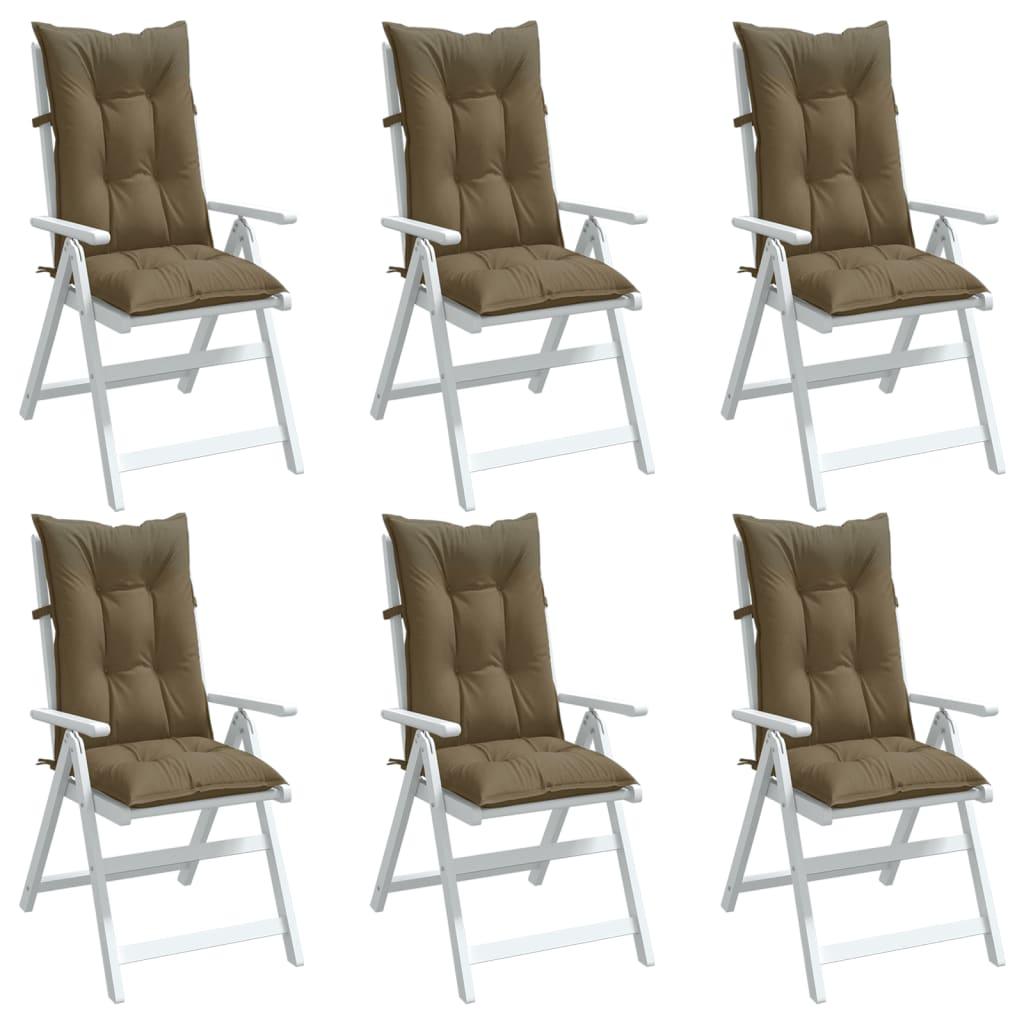 Stolehynder med høj ryg 6 stk. 120x50x7 cm stof gråbrun