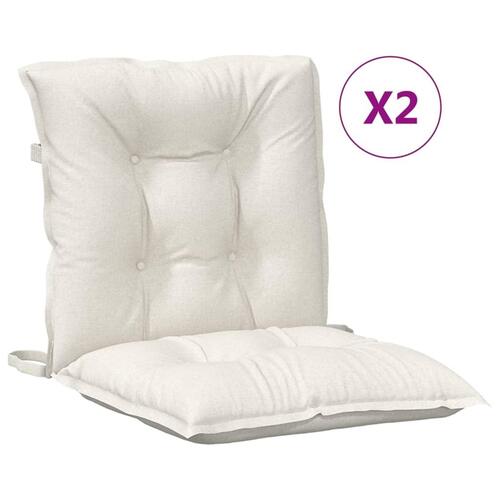 Stolehynder med lav ryg 2 stk. 100x50x7 cm stof cremefarvet