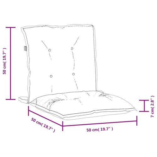 Stolehynder med lav ryg 2 stk. 100x50x7 cm stof cremefarvet
