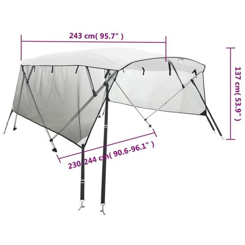 Biminitop med 4 buer og sidevægge 243x(230-244)x137 cm