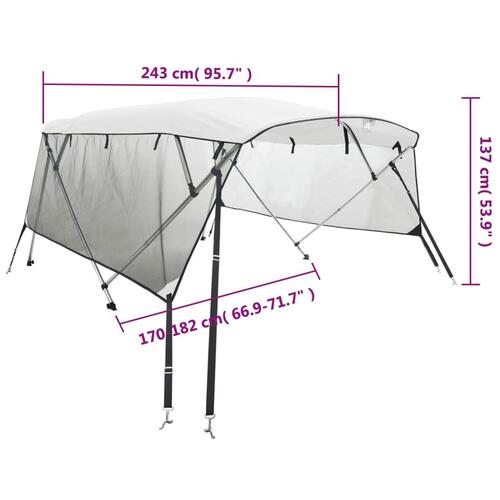 Biminitop med 4 buer og sidevægge 243x(170-182)x137 cm