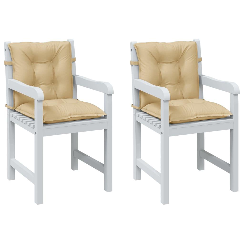 Stolehynder med lav ryg 2 stk. 100x50x7 cm stof beige