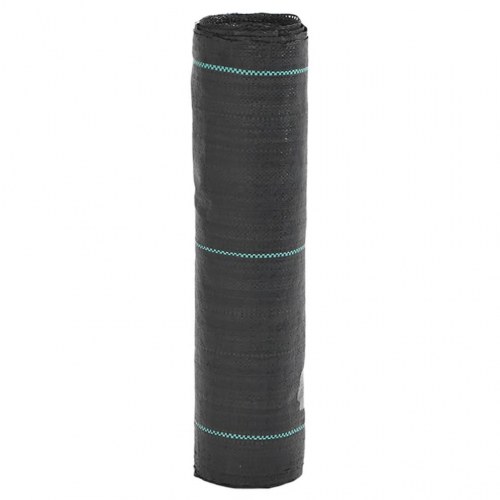 Ukrudtsdug 0,5 × 200 m - sort PP, 60 g/m² med grønne striber