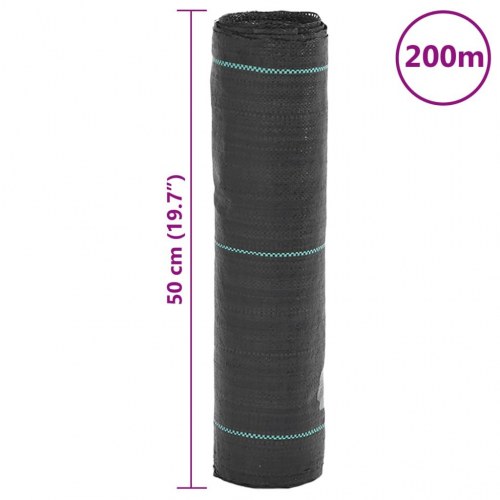Ukrudtsdug 0,5 × 200 m - sort PP, 60 g/m² med grønne striber