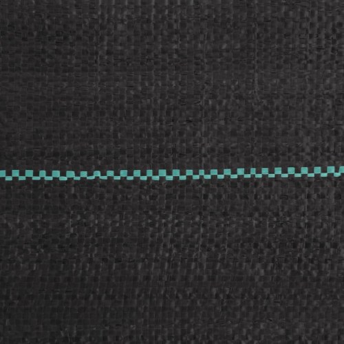 Ukrudtsdug 0,5 × 200 m - sort PP, 60 g/m² med grønne striber