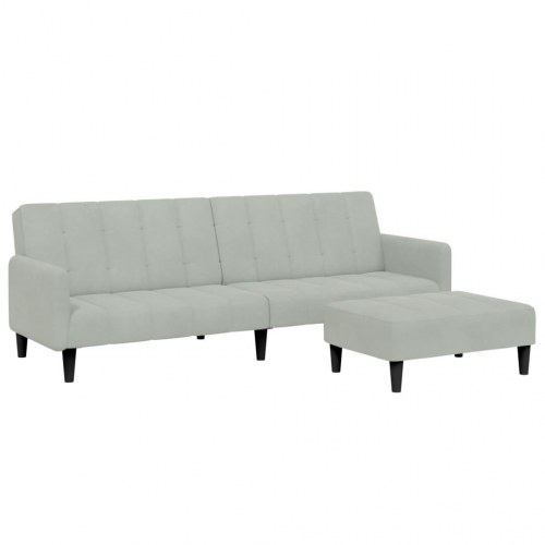 2-personers sovesofa med fodskammel i velour lysegrå