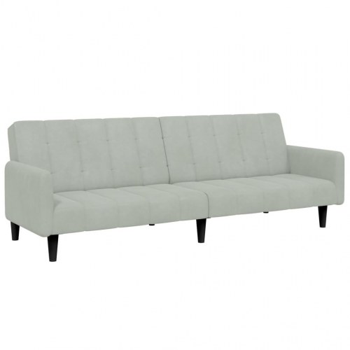 2-personers sovesofa med fodskammel i velour lysegrå