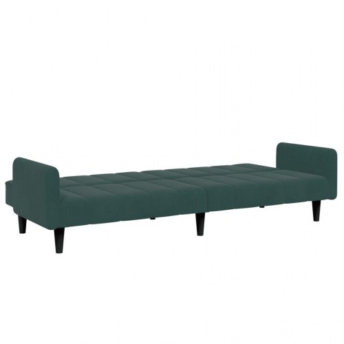 2-personers sovesofa med fodskammel i velour - mørkegrøn