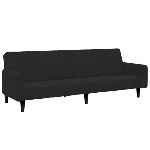 2-personers sovesofa med fodskammel i velour - sort