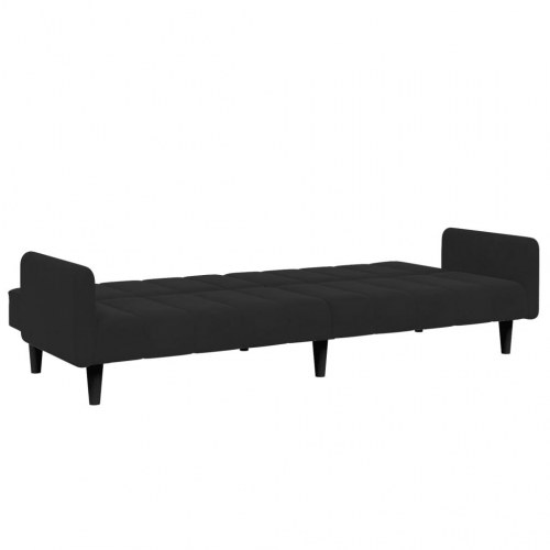 2-personers sovesofa med fodskammel i velour - sort
