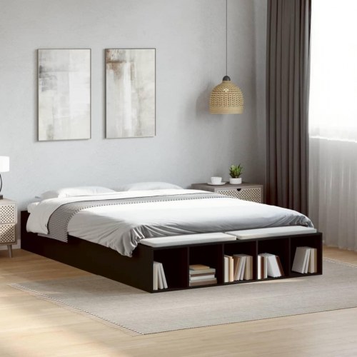 Sengestel med opbevaring 120 x 190 cm - sort