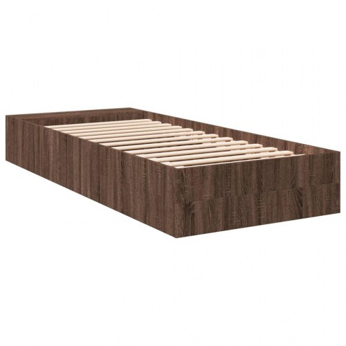 Sengeramme 100 x 200 cm med opbevaring - brun egetræ