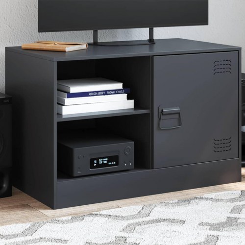 Tv-bord i koldvalset stål 67 x 39 x 44 cm - sort