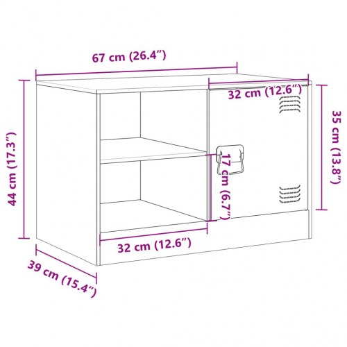 Tv-bord i koldvalset stål 67 x 39 x 44 cm - sort