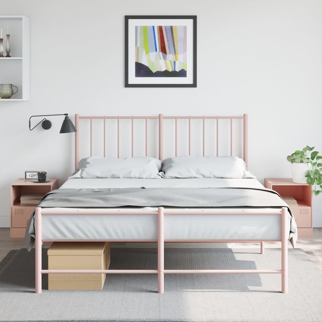 Sengeborde 2 Stk. 34 5x39x44 Cm Stål Lyserød
