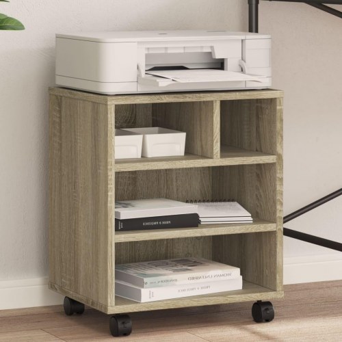 Printerstativ med hjul 41×32×48 cm - sonoma-eg