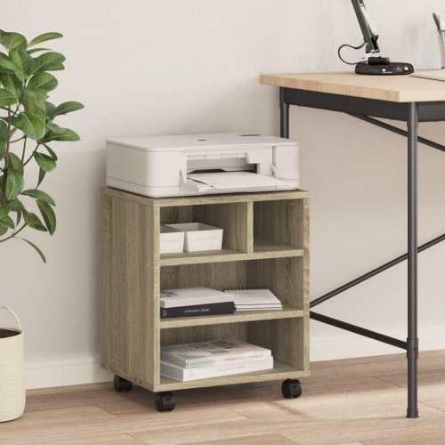Printerstativ med hjul 41×32×48 cm - sonoma-eg