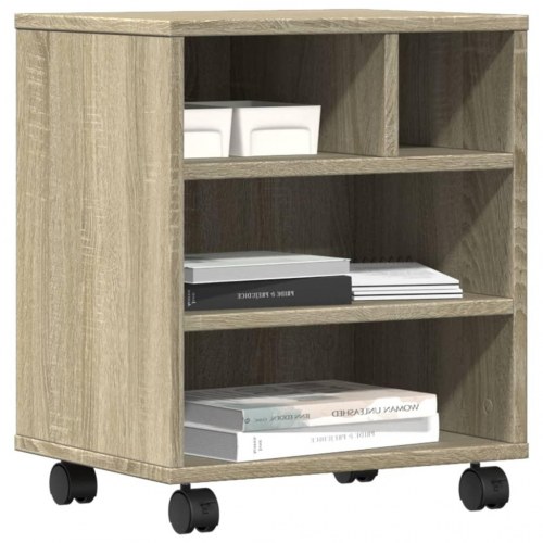 Printerstativ med hjul 41×32×48 cm - sonoma-eg