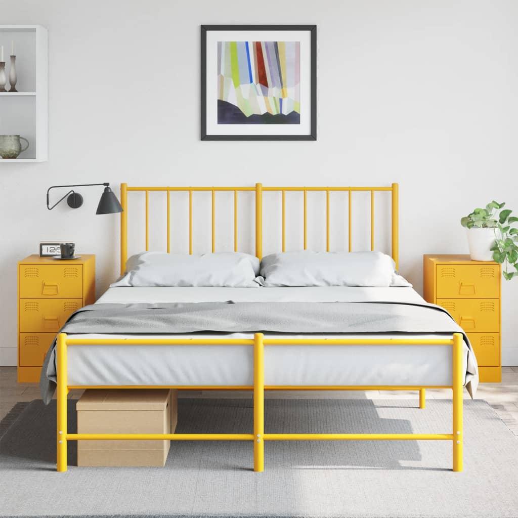 Sengeborde 2 Stk. 34 5x39x62 Cm Stål Sennepsgul