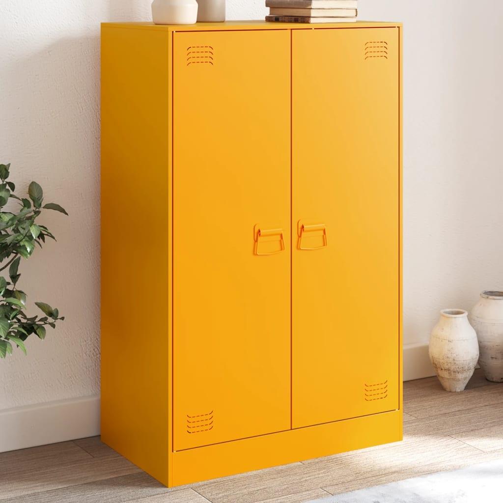 Skab i stål - 67 × 39 × 107 cm, sennepsgul