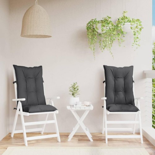 Stolehynder med høj ryg 2 stk. 120x50x7 cm stof antracitgrå