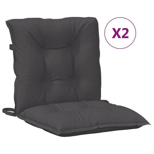 Stolehynder med lav ryg 2 stk. 100x50x7 cm stof antracitgrå