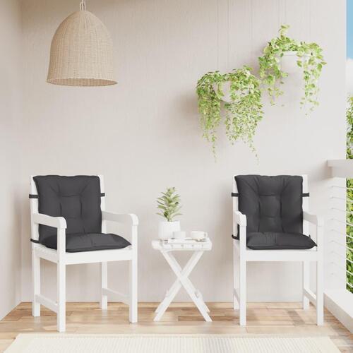 Stolehynder med lav ryg 2 stk. 100x50x7 cm stof antracitgrå