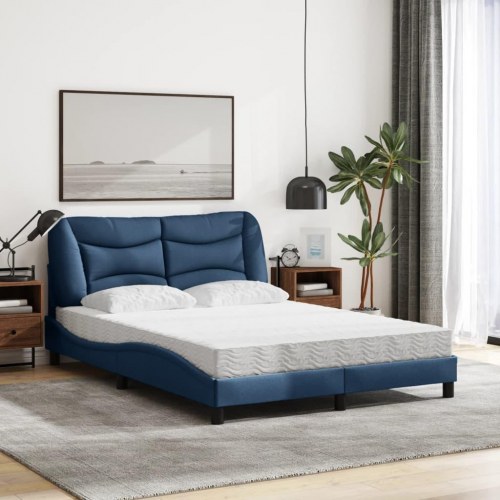 Seng med madras Hvar 140x190 cm - stof, blå