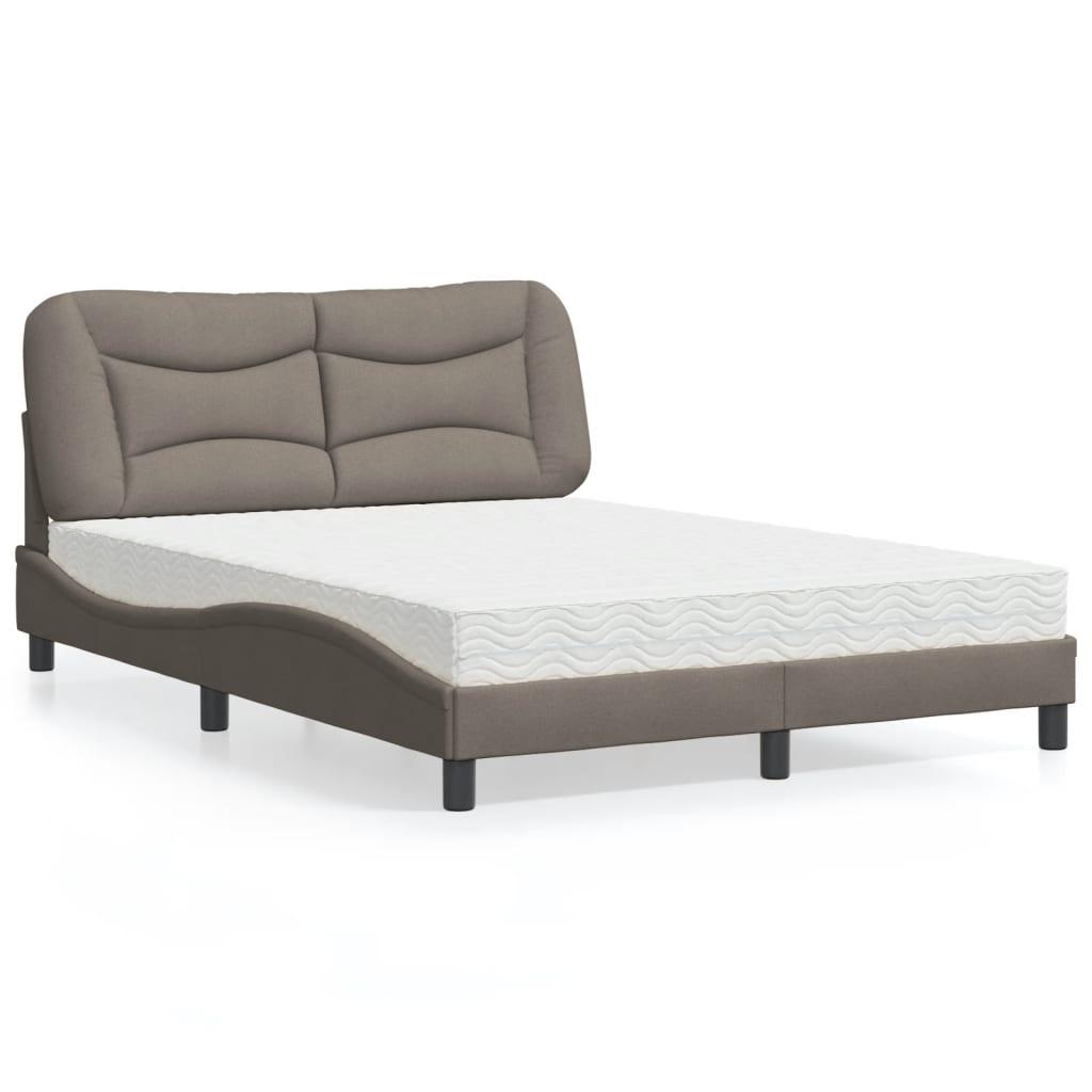 Seng med madras 140x190 cm stof gråbrun