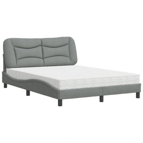 Seng med madras Hvar 140x190 cm - stof, lysegrå