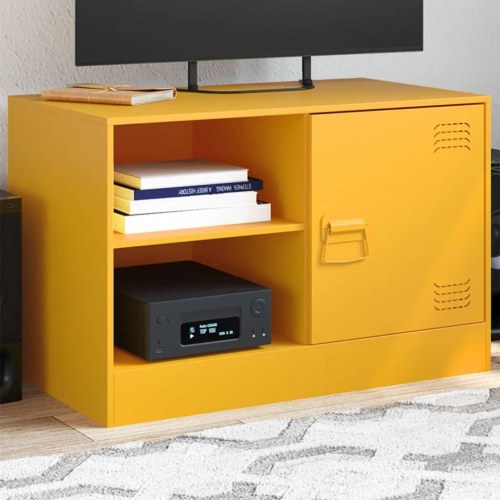 TV-bord i koldvalset stål 67 x 39 x 44 cm - sennepsgul