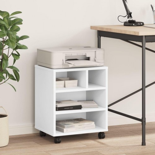 Printerstativ med hjul 41 × 32 × 48 cm - hvid